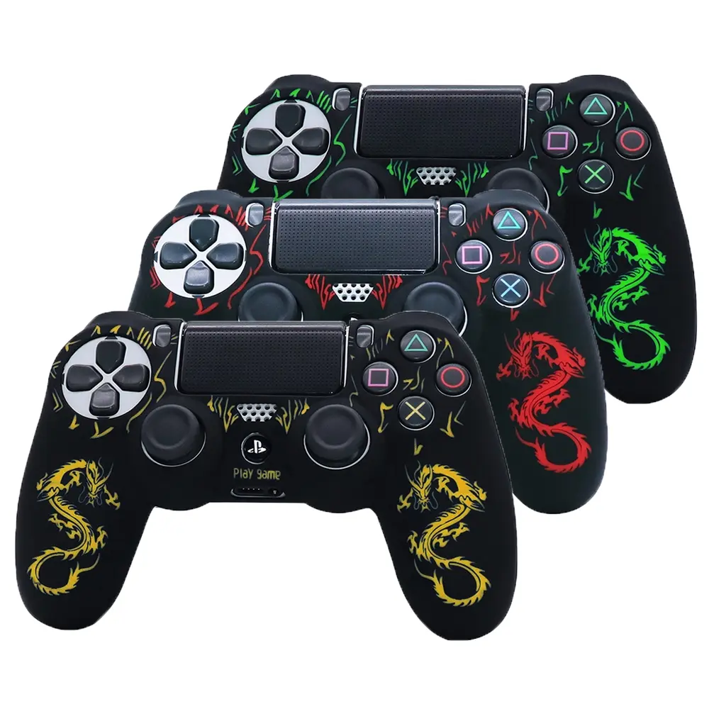 Laser Carving Soft Silicone Case For Playstation 4Controller Skin Cases Gamepad Joystick Game Accessories Cover for PS4 pro slim Console Accessory