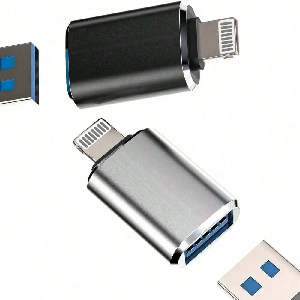 1-2 OTG adapters, Lightning male to USB female, compatible with iPhone 14 series/13/12/11/XS/XR/8/7/6, can connect to cameras, USB flash drives, mice, keyboards, etc. OTG adapter, USB to Type-C mobile phone adapter 3.0, suitable for Apple and Huawei devic