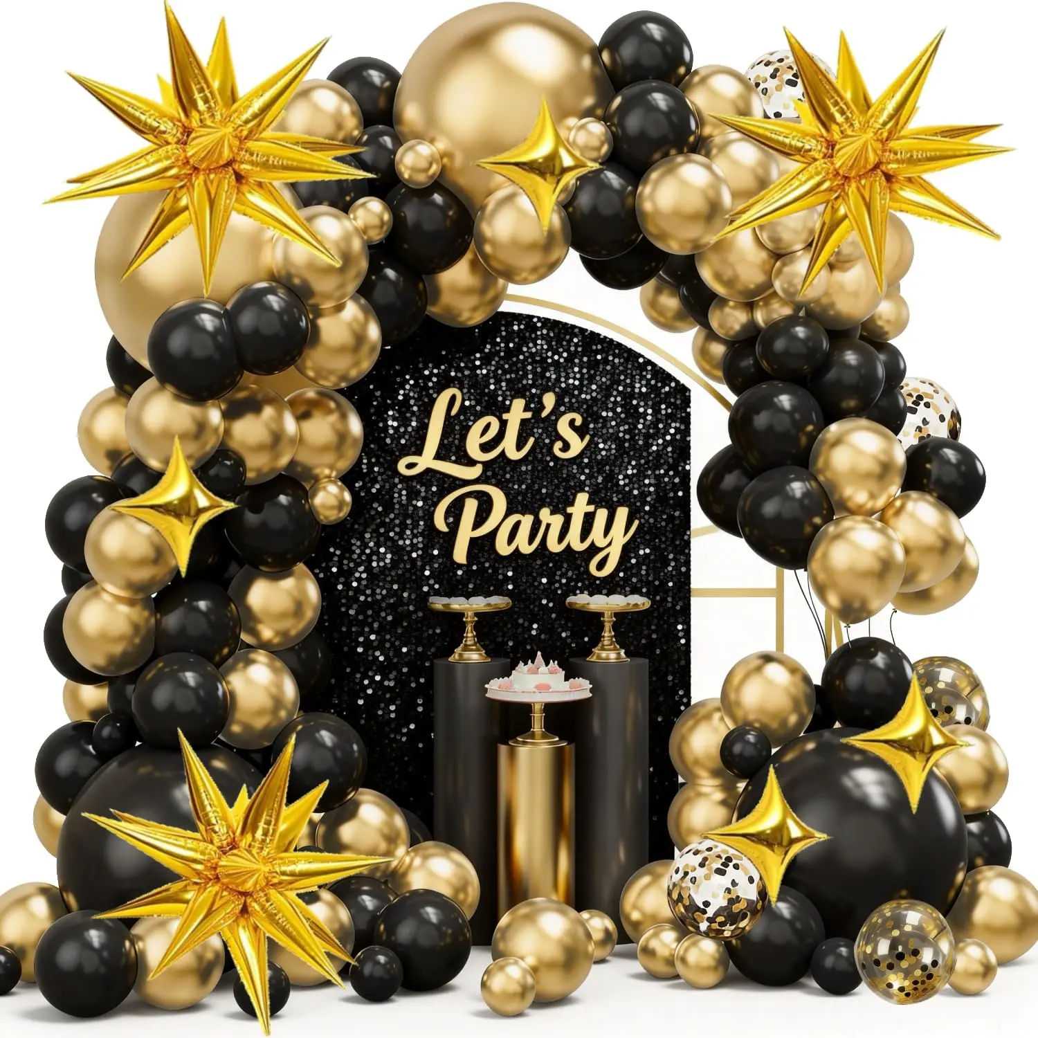 Black and  Balloon Arch Kit, 128 count Black and  Party Decorations for 2026 Graduation, Wedding, Anniversary,  Year, Birthday Decorations Party Balloons with  Balloons