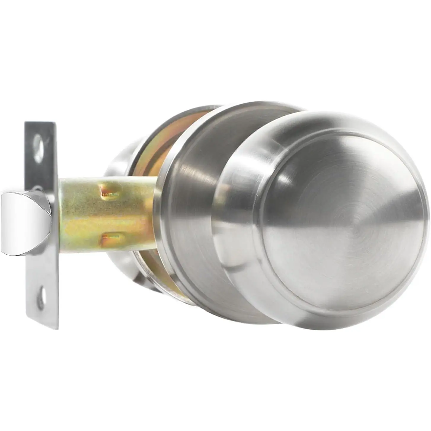 Door Knobs, Passage Door Knobs in Satin Nickel, Nickel Round Door Lock for Hallway Closet, Heavy Duty Door Lock Non-Locking for Right & Left Side Door (1)