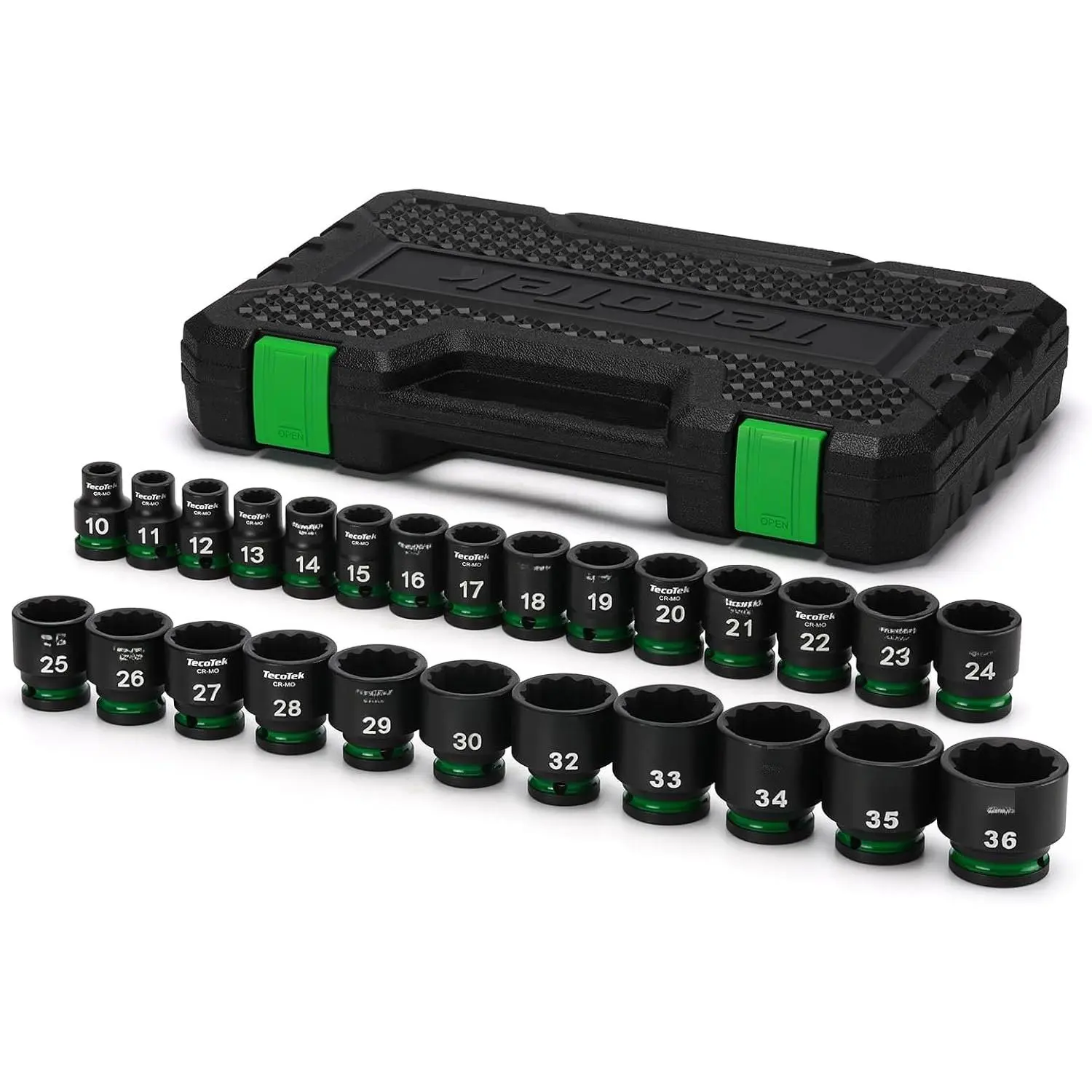 26 count 1/2-Inch Drive Shallow 12-Point Metric  Socket Set, CR-MO, 10mm to 36mm, Stamped and Ink Filled Size Marking, Heavy Duty Storage Case