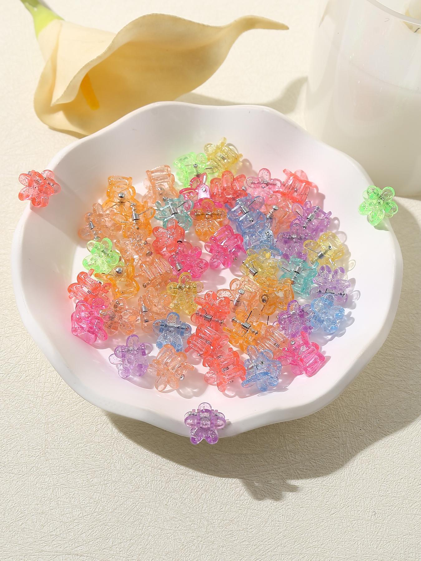 Cute Butterfly & Flower Shaped Mini Hair Claws, 50pcs Colorful Elegant Hair Claws, Fashion All-match Kawaii Hair Accessories for Women & Girls, Super Cute Clips