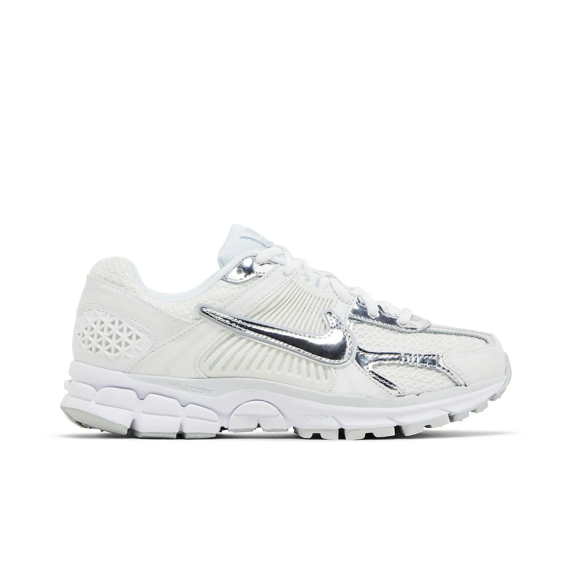 Nike Womens Air Zoom Vomero 5 'Chrome Toe' (women's sizes) White/Summit White/Pure Platinum/Metallic Silver running shoes HF7723 100