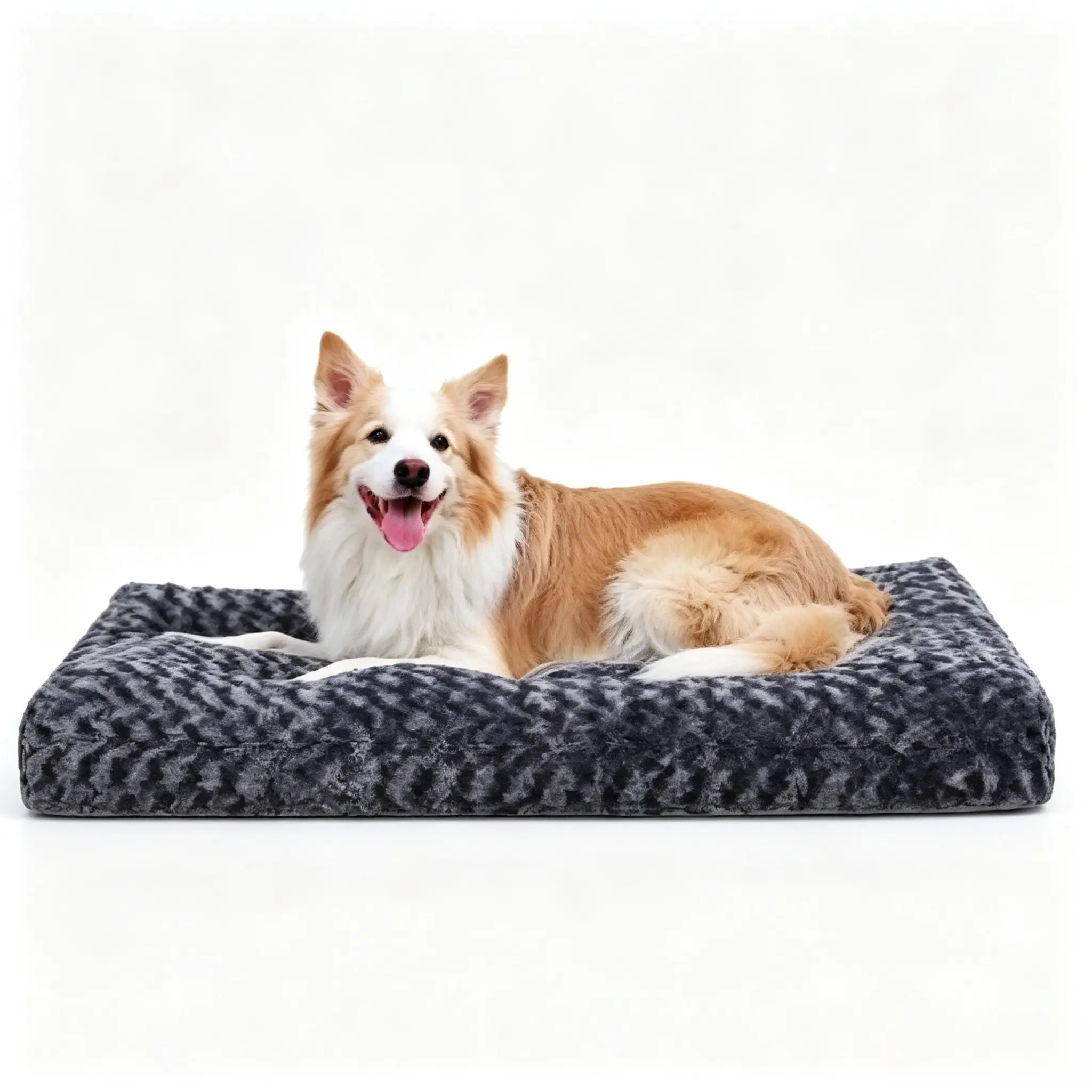 Thick Wave Plush Rectangular Pet Bed, Washable Pet Mattress, Non-Slip Bottom Support, Suitable for Small to Large Dogs and Cats