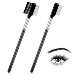 2 Packs Metal Eyelash Combs, Eyebrow Brush Comb Eyelash Separator Tool Eyebrow Eyelashes Brush Makeup Tools for Eyelashes Extension Mascara Metal Separated Lash Make up Brushes for Women