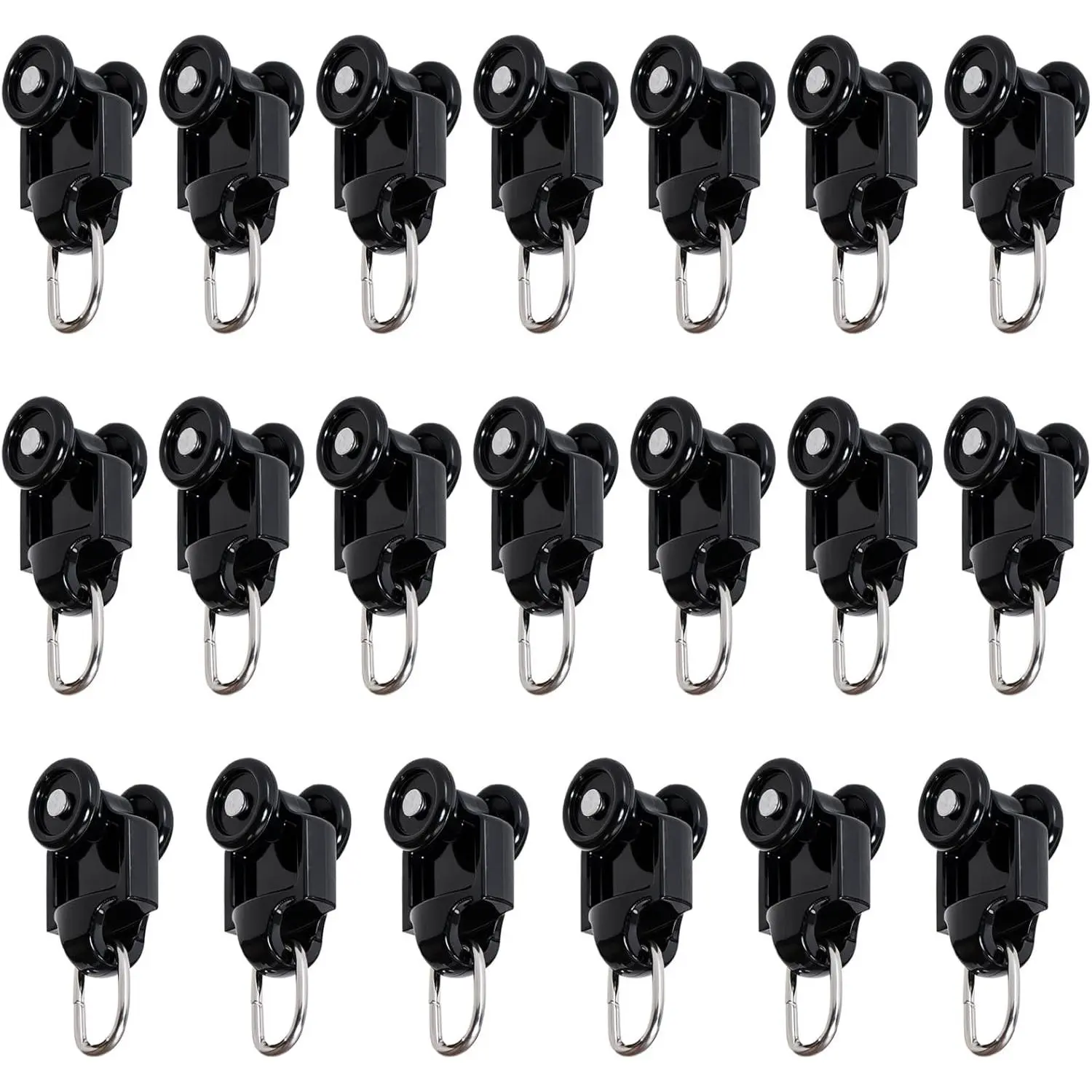 20-Pcs Black Heavy-Duty Ceiling-Mounted Curtain Track Set Pack, Room Divider Rails with Pulley for Living Room, Bedroom, Pulley System