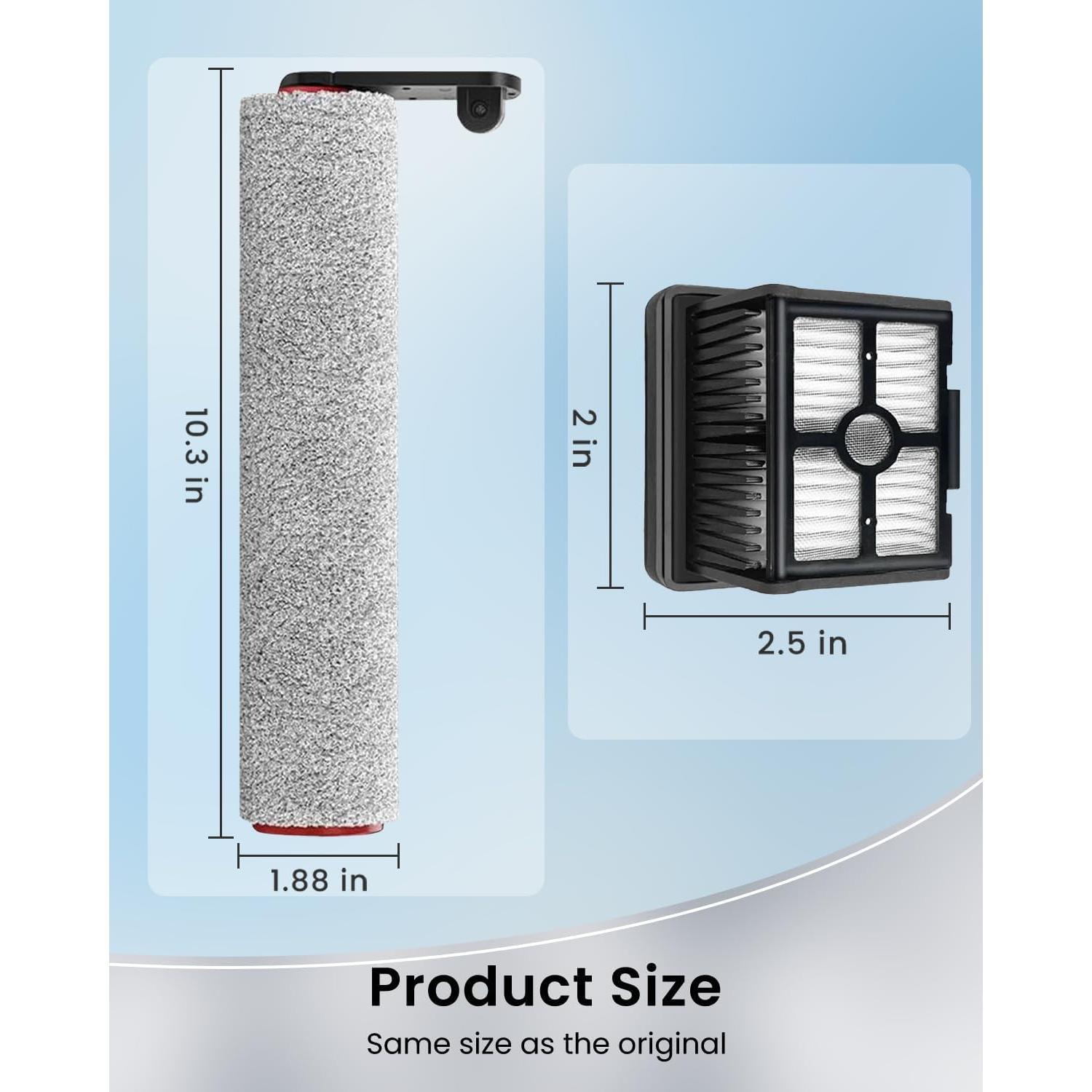 (6pcs) Replacement Brush Rollers And HEPA Filters For  H12 Pro/ H12 Dual Wet Dry Vacuum Cleaner, Replacement  Accessories Kit Inclue 3 Vacuum Filter, 2 Roller Brushes