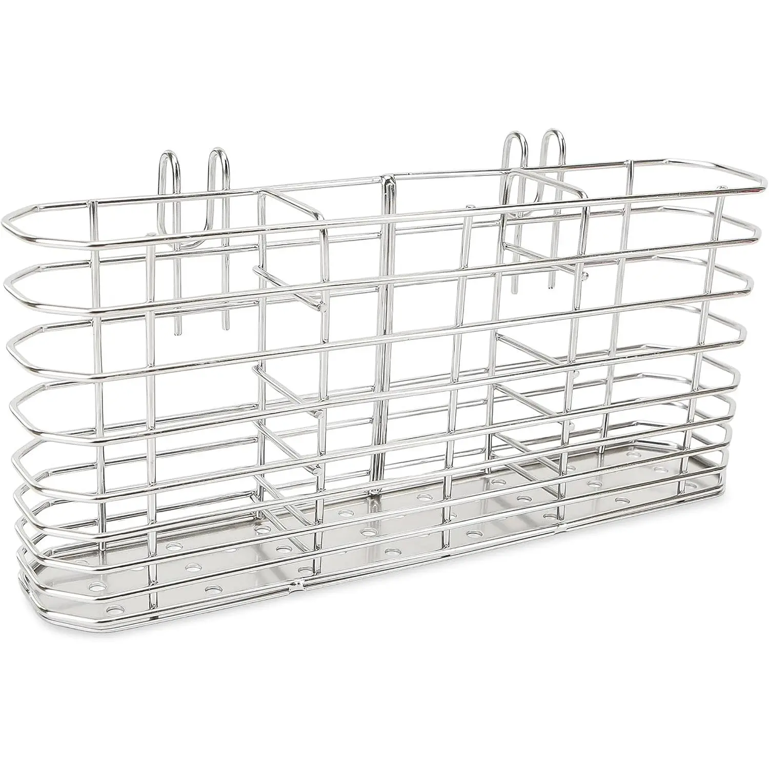Stainless Steel Utensil Drying Basket Rack  Holder for  and Fork Dish Sink Dishwasher with Drain, Cutlery Flatware Organizer with Hook, RustProof Drainage Solution in Kitchen Bathroom