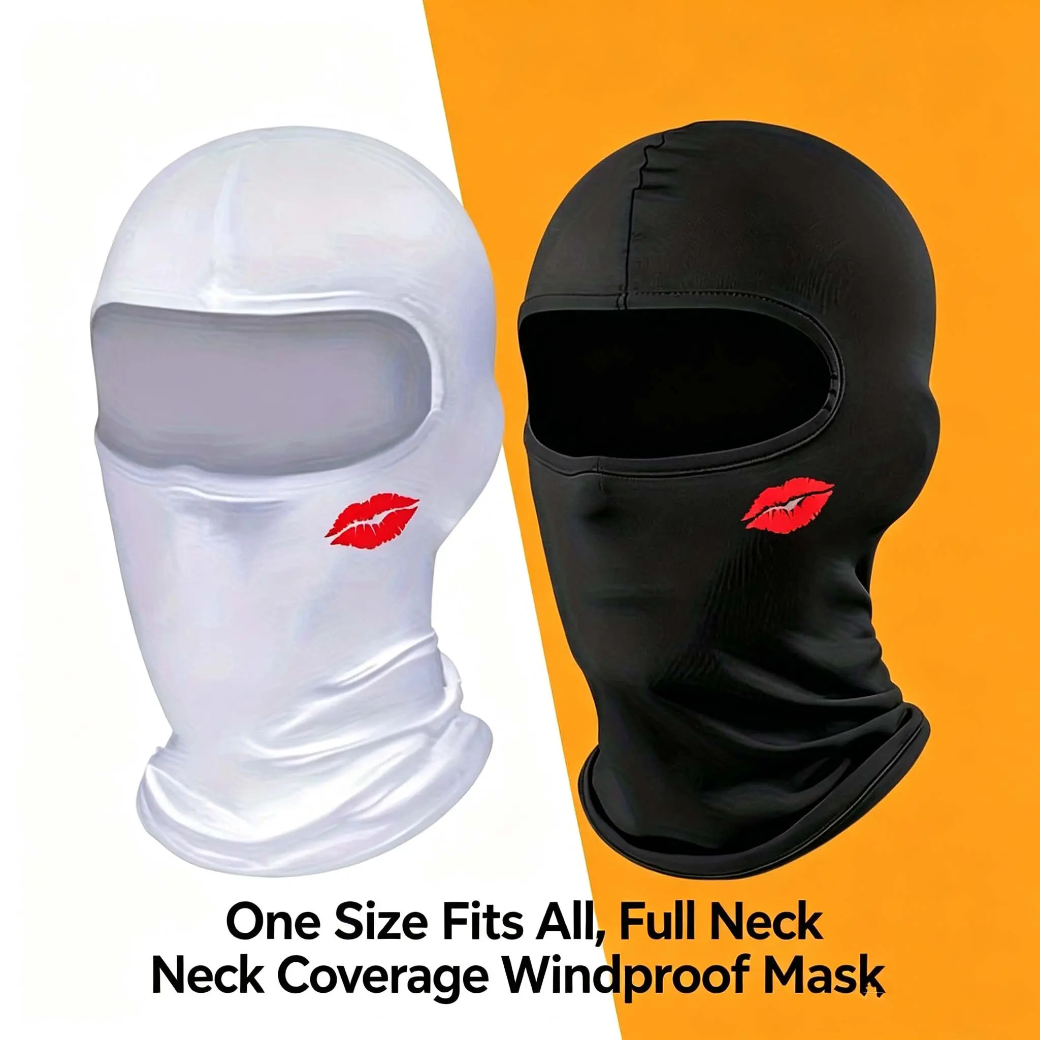 Cute Kiss Print Balaclava Mask, Fashion Stretchy Full-Neck Face Cover for Cycling & Outdoor, Breathable Fabric, Fits Most Adults, One Size Fits All