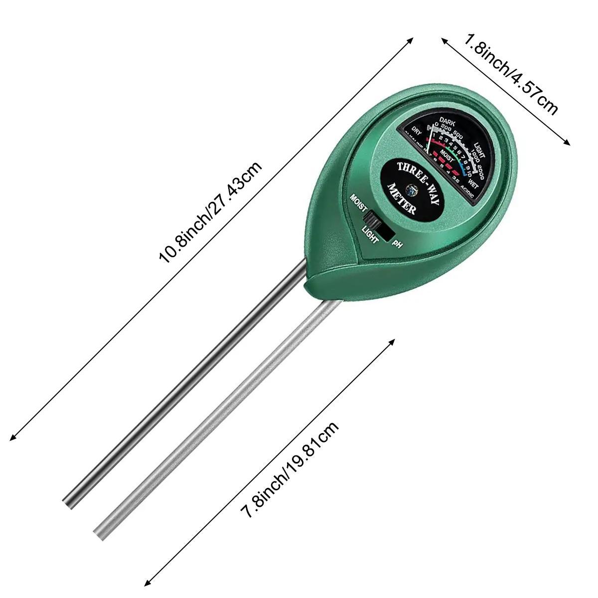 3 in 1 Soil Moisture Meter, Flower & Grass Soil Moisture & Acidity Tester, Monitoring Instrument for Soil PH, Moisture & Nutrient Fertility