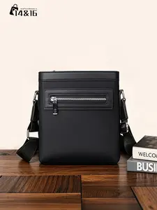 Men's Casual PU Leather Messenger Bag, All over Print, Daily Commute, Outdoor Cycling, Gift for Boyfriend Father, Fashion Street Style