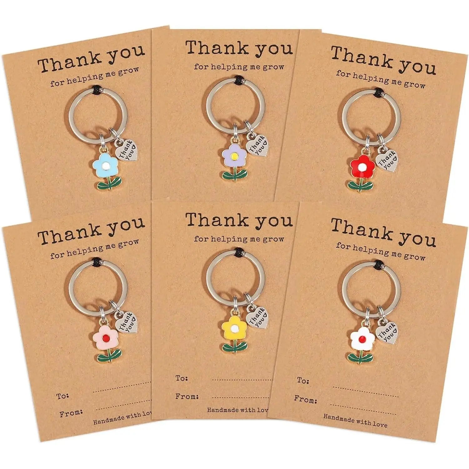 Teacher Appreciation Keychain Gifts in Bulk, Thank You for Helping Me Grow Keychains for Teacher Day & Christmas(Gift)