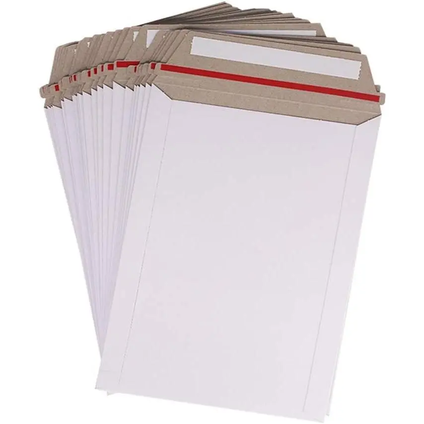 100 Pack 6X8 inch Self Seal Photo Document Mailers Stay Flat White Cardboard Envelopes White Photography Mailers for CD, Photos, Document