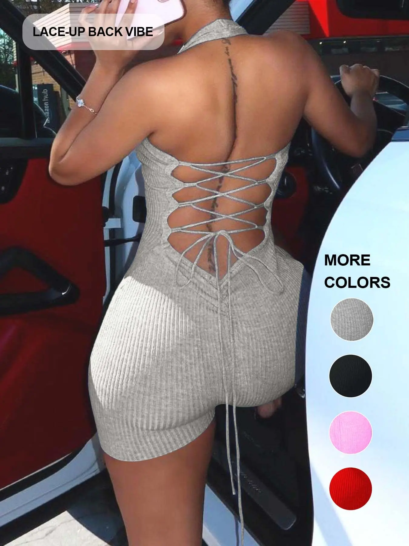 New Summer Women's Halter Jumpsuit Backless Tie Waist Solid Color Slim Fit Sexy Chic Versatile Sleeveless Romper New Summer Women's Halter Jumpsuit Backless Tie Waist Solid Color Slim Fit Sexy Chic Versatile Sleeveless Romper