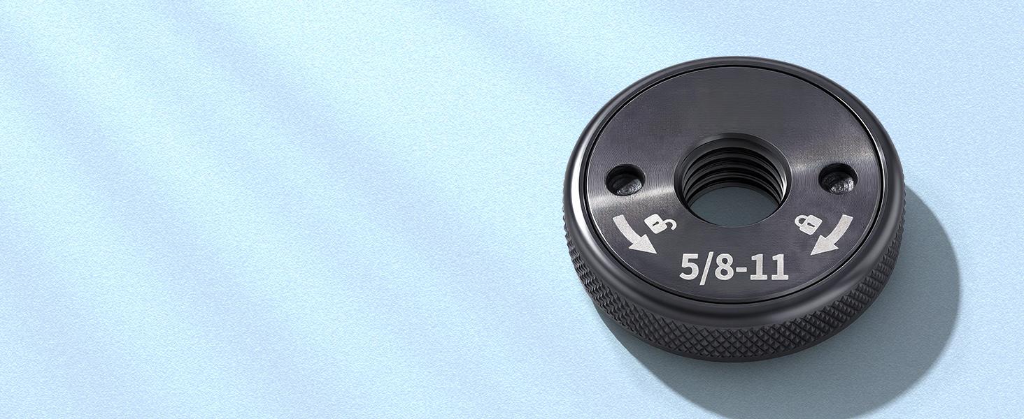 5/8"-11 Angle Grinder Flange Nuts 2-Pack Tool-Free Quick Release Locking Kit Silver D-Ring Knurled Arbor Nut Heavy Duty Self-Locking for 4-1/2 5 7 9 Inch Grinders Must Have DIY Tool Upgrade