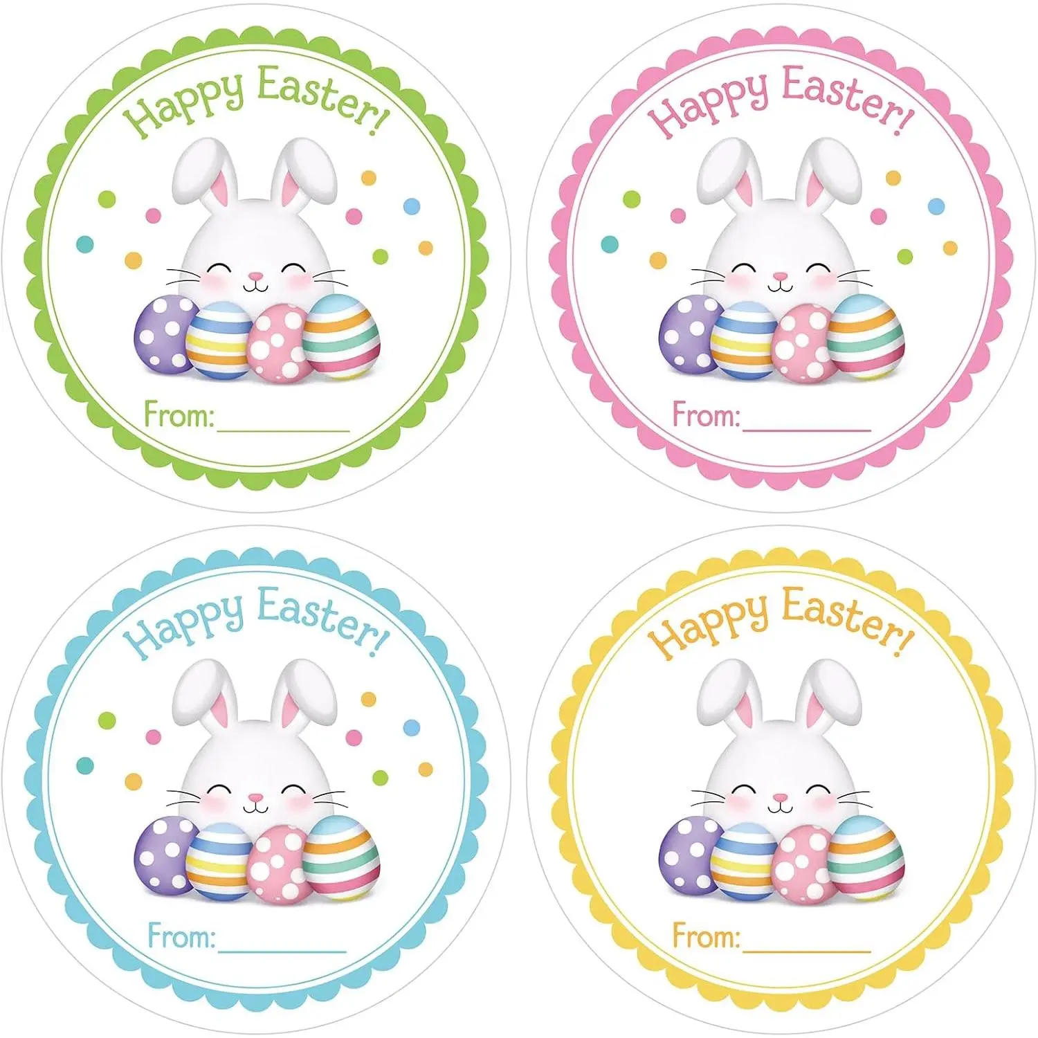 Happy Easter Stickers Bunny Stickers 2 Inch 60 count Large Round Easter  Tag Sticker Baskets from Name Tag Sticker for Envelope Seals Cards Easter Eggs Baskets Decorations (Bunny)