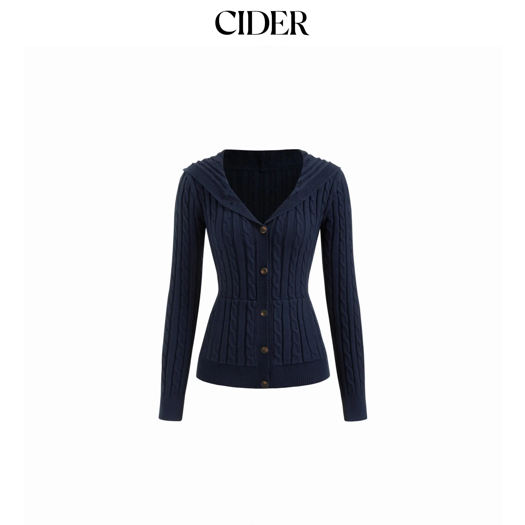 Cider Cable Knit Hooded Long Sleeve Cardigan SohoChic