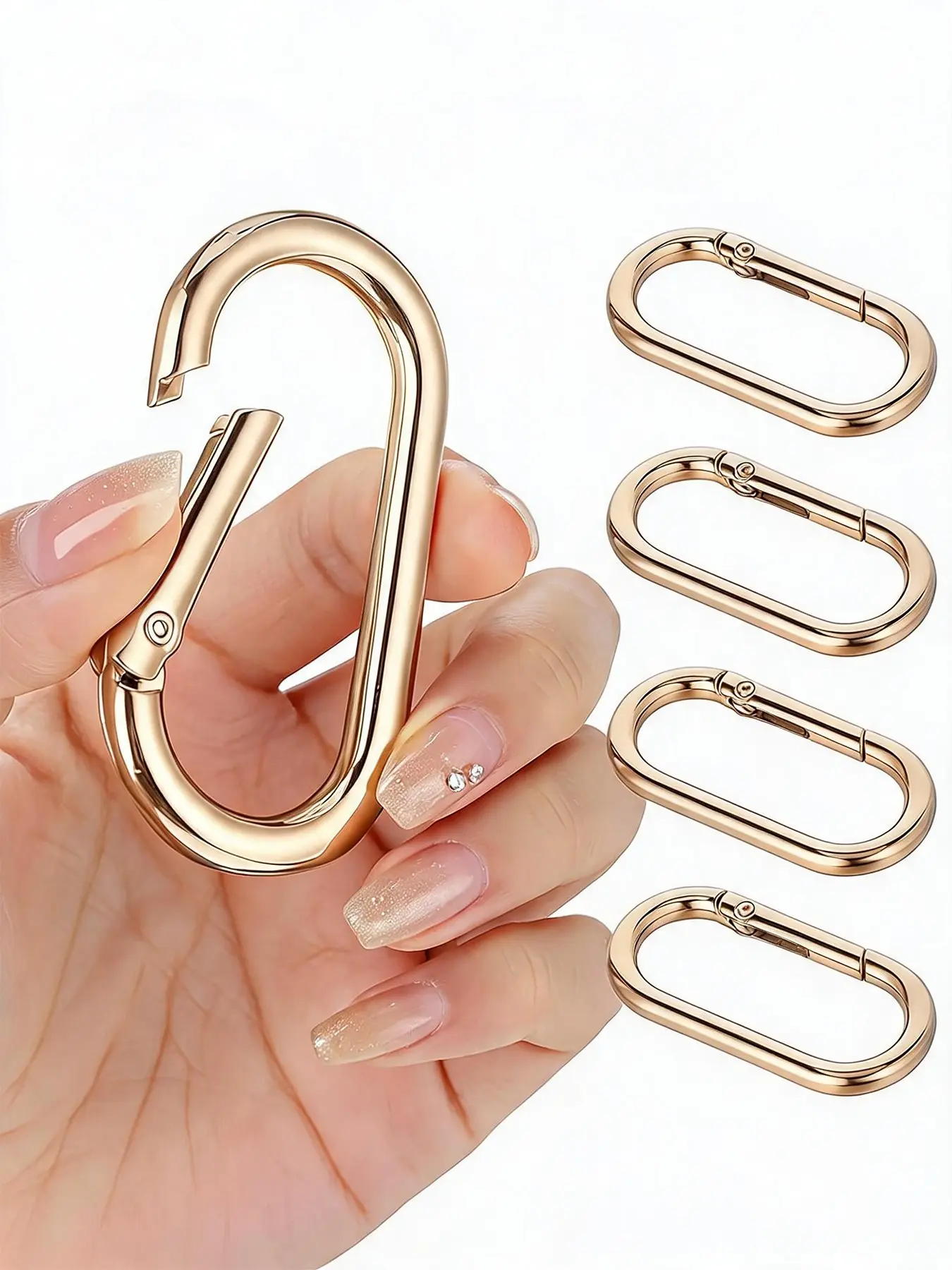 5 Pcs Oval Carabiner Snap Clips, Metal Spring Key Rings, Trigger Snap Hooks, Heavy-Duty Oval Dog Tag Clips for Bags, Purses, Keychains, Hanging Bag Buckle Replacement