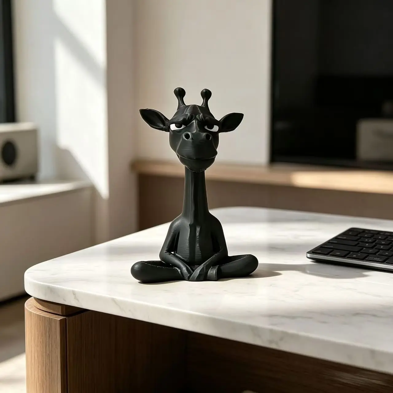 Wise Meditating Giraffe Figurine - Zen Black Giraffe Statue for Home Decor, Decorative Ornaments, Giraffe Ornament