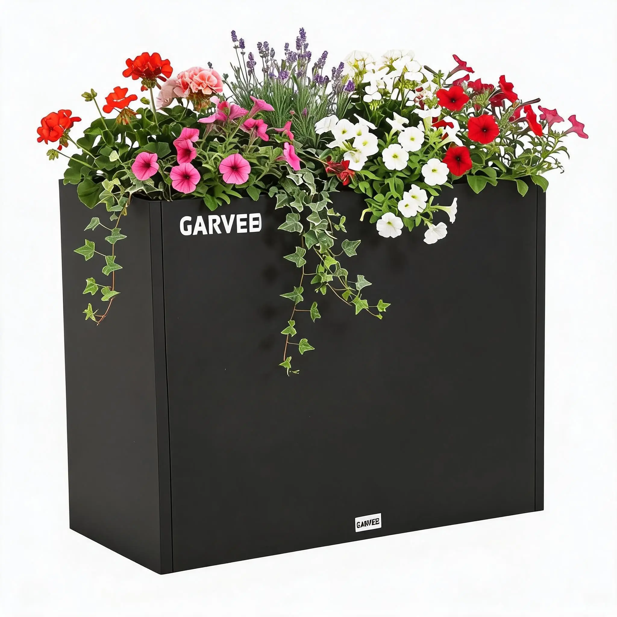 Garvee Iron-Coated Heavy-Duty Anti-Corrosion Elevated Outdoor Planting Box - Rectangular All-Seasons Durable Metal Container with Drainage Holes, 4-Size Multi-Size Options, Ideal for Patio Deck Vegetables Herbs