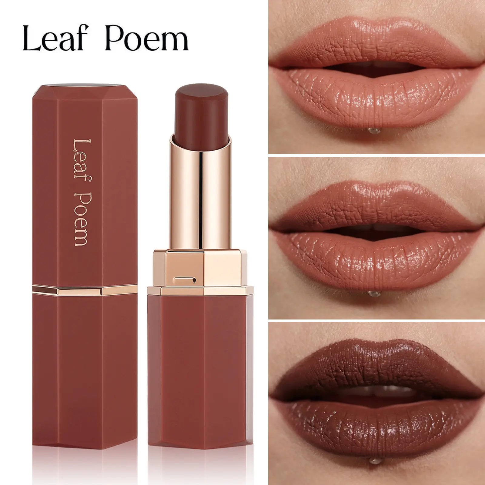 Octagonal Angled Moisturizing Lipstick, Easy to Apply, Enhances Complexion, Waterproof, 6 Colors Available