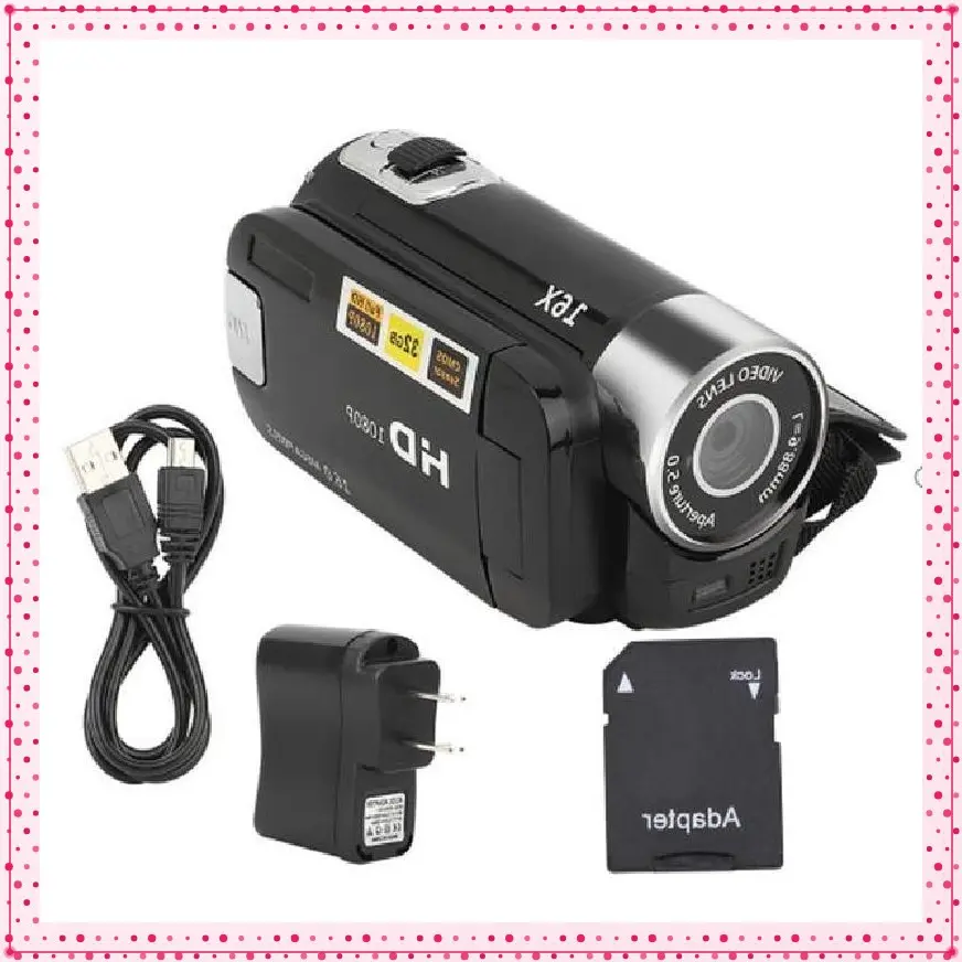 Vintage Camcorder Video Camera, X Digital Zoom . Inch Colourful Display Screen Handycam, High Definition Camera Image Video Shooting Camcorder US Plug  to V Memory Rechargeable camera power shot handy cam  Tech Gadgets Movie Dh-(No Sd Car