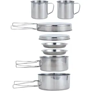 Backpacking Camping Cookware Mini Picnic Camping Cooking Mess Kit with Pot and Pan Set for Hiking