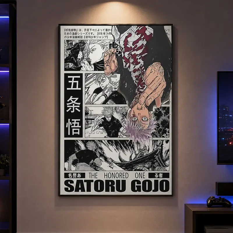 Perfect Anime Gift for JJK Fans, Satoru Gojo Jujutsu Kaisen Wall Poster Print, Minimalist Manga Art, Home Decor, Birthday Present, Anime Room Decor, Bedroom Wall Art, Gaming Room Decor, Japanese Anime Print, Otaku Gift