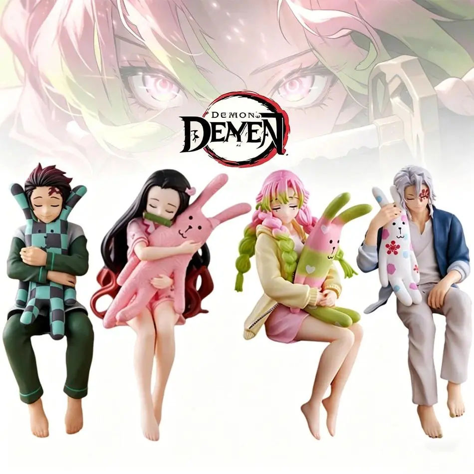 In-Stock Demon Slayer PVC Collectibles Figurine - Sitting Posture Figurine Dolls (Kamado Nezuko, Uzui Tengen, Kamado Tanjirou, Kanroji Mitsuri) - Novelty Toy Gift for Anime Fans
