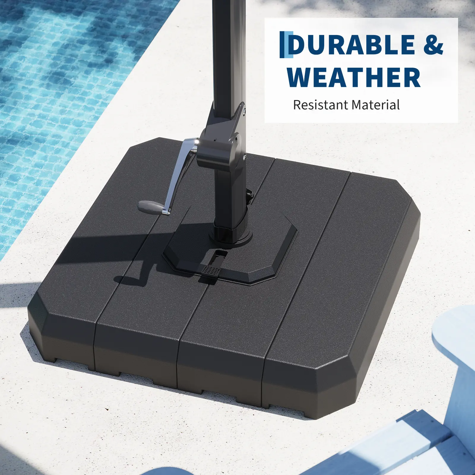 Sturdy Heavy-Duty Interlocking Octagonal Patio Umbrella Base - 330lbs Load, Weather-Resistant Black, Tool-Free Water/Sand Fillable for 10-15FT Cantilever Offset Umbrellas, Backyard Dining Sets, UV-Resistant for Decks