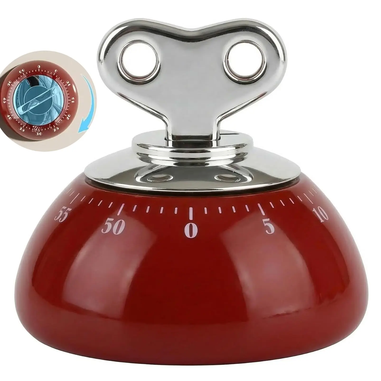 Mechanical Kitchen Timer, Wind-Up Vintage Manual Countdown Clock, Ideal for Cooking, Baking, Steaming, Skincare, Clear Alarm, No Battery Needed