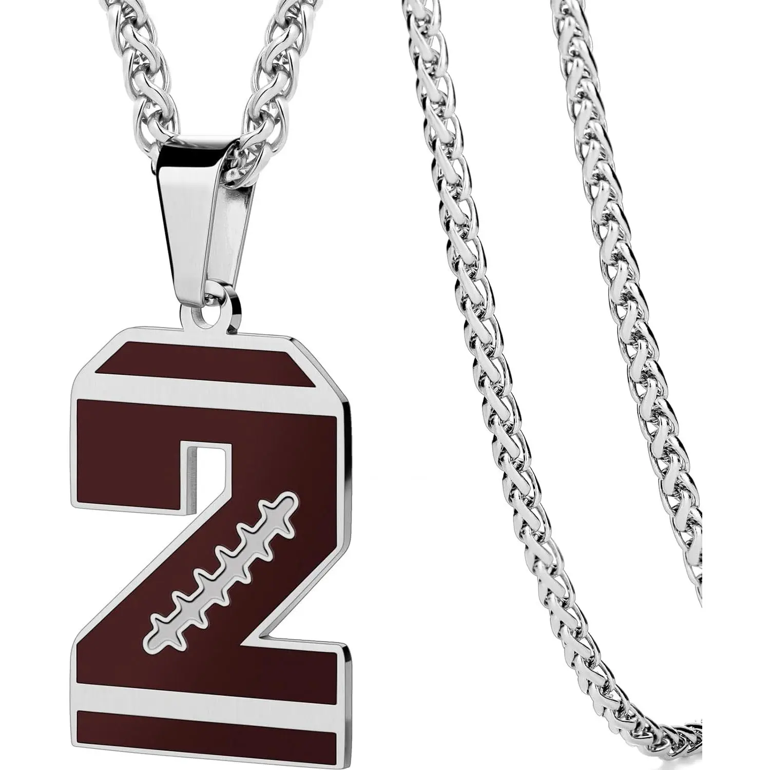 Baby Boys' Football Pendant Necklace, Customizable 0-99 Jersey Number Metal Chain, 24-in Costume Jewelry, Sports Style Accessory, No Warning Applicable