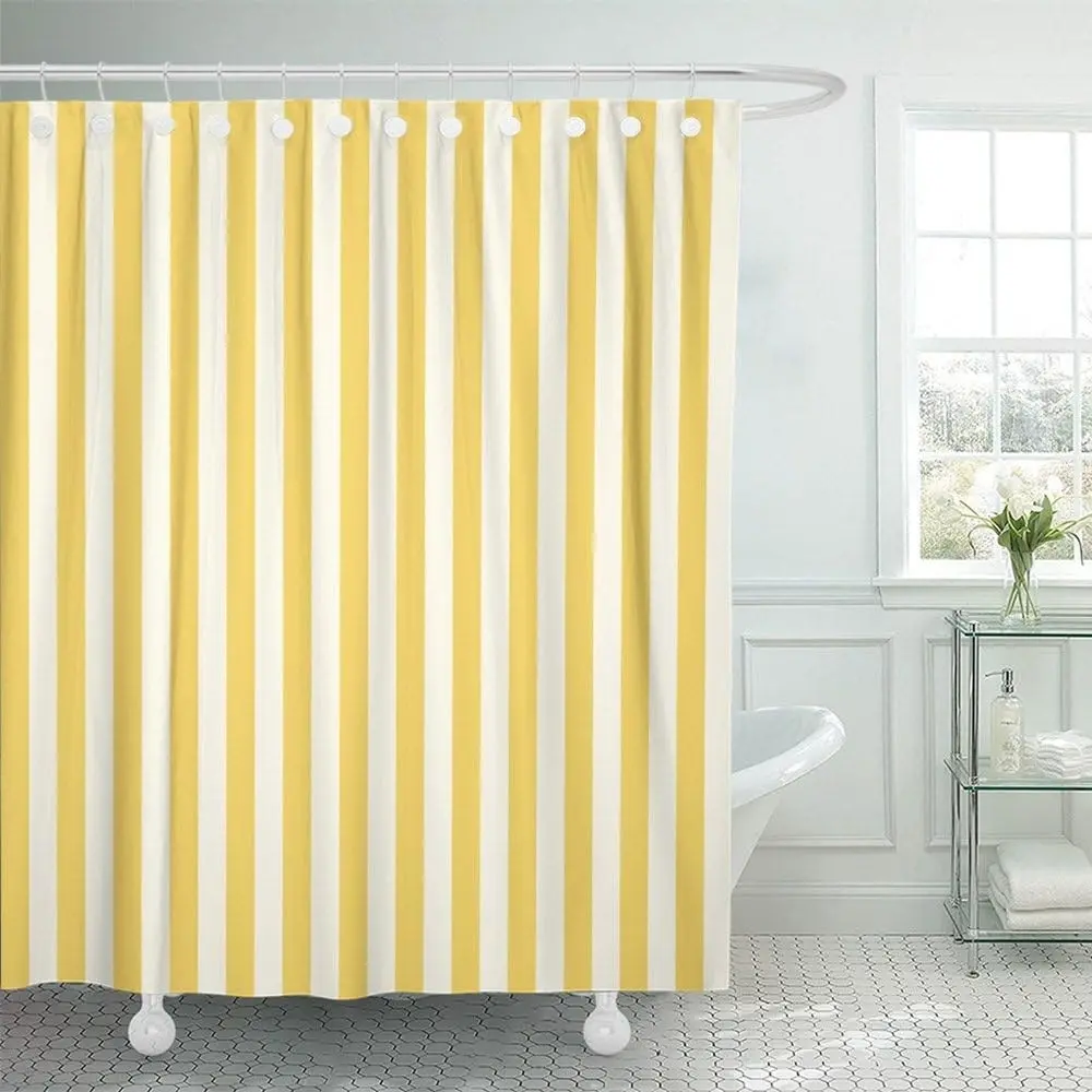 Striped Yellow Shower Curtain for Bathroom Decor, 60 x 72 Inch
