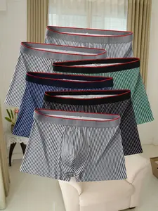 Men's 6-Pack Striped Underwear, Breathable and Comfortable, Anti-Chafing, Micro-Elastic, Non-Rolled Edges, Suitable for All Seasons