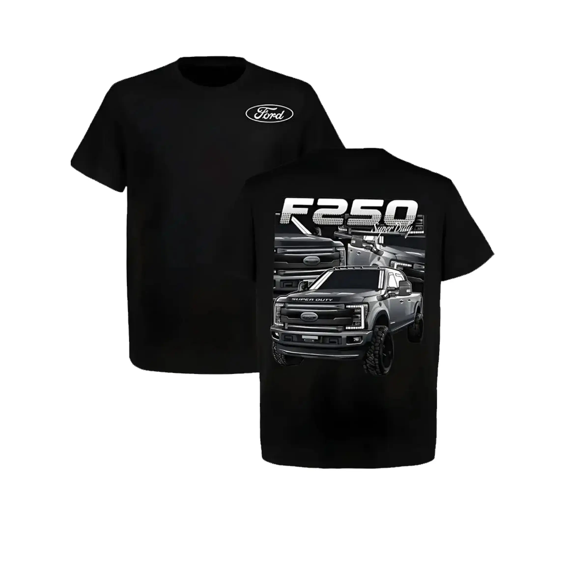 [100% Cotton] Ford F250 Super Duty Graphic Tee, Double-Sided Ford Truck Shirt, Heavy Duty Pickup Work Truck T-Shirt for Truck Enthusiasts, Classic American Automotive Streetwear