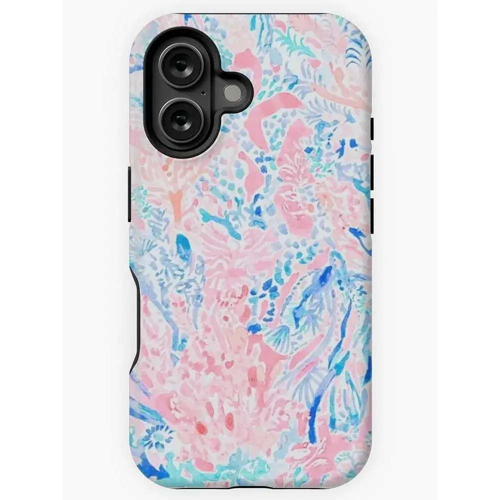 Watercolor Coral Ocean Phone Case | Lilly Pulitzer Preppy AestheticCompatible for iPhone 17 16 15 14 13 12 11 and for Samsung S21-S25, Ideal Gift for Preppy Style & Beach Lovers