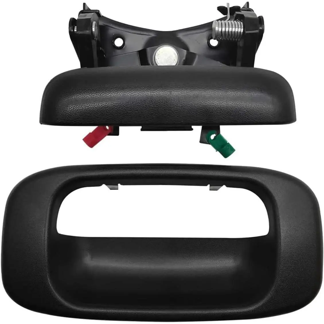 Custom-Made Plastic Reinforced Tailgate Handle Latch with Bezel Trim & Rod Clips for 1999-2007 Chevy Silverado/GMC Sierra 1500 2500 3500 HD Trucks, GM1915105, 15228539 15997911 15228541 15228540
