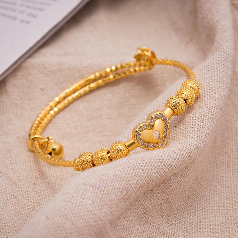 Annayoyo Baby Boys Bangles Gold Color Jewelry Bangles Ethiopian Child Girls  Dubai Bracelet Party wedding Gifts