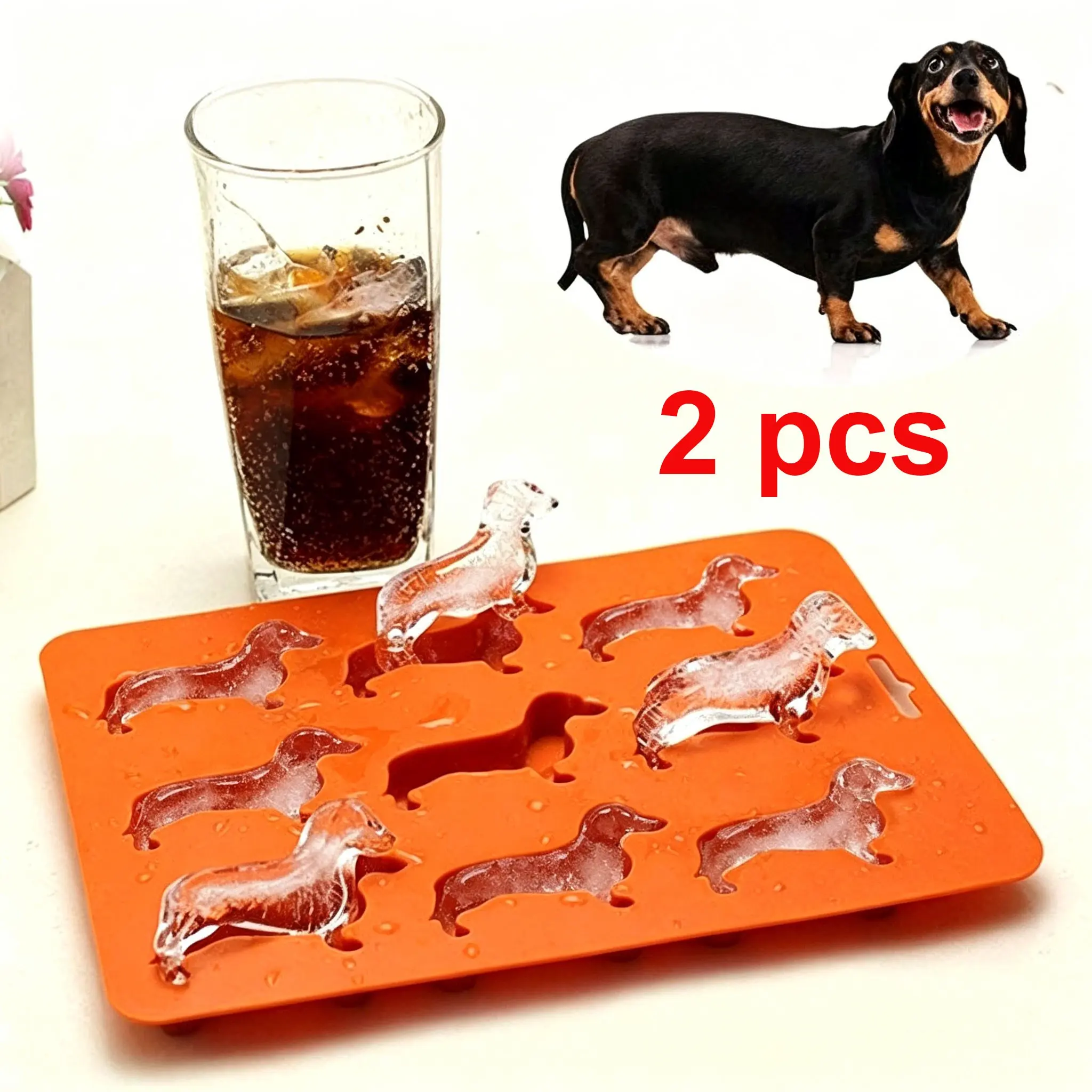 Dachshund-Shaped Silicone Ice Cube Molds and Trays, 3D Dachshund Ice Cube Molds, Large 4-Cavity Fun-Shaped Dachshund Ice Cube Tray, Animal-Shaped Silicone Ice Cubes, Perfect for Whiskey, Cocktails, and Bourbon, Cute and Creative Dachshund Gift for Women.