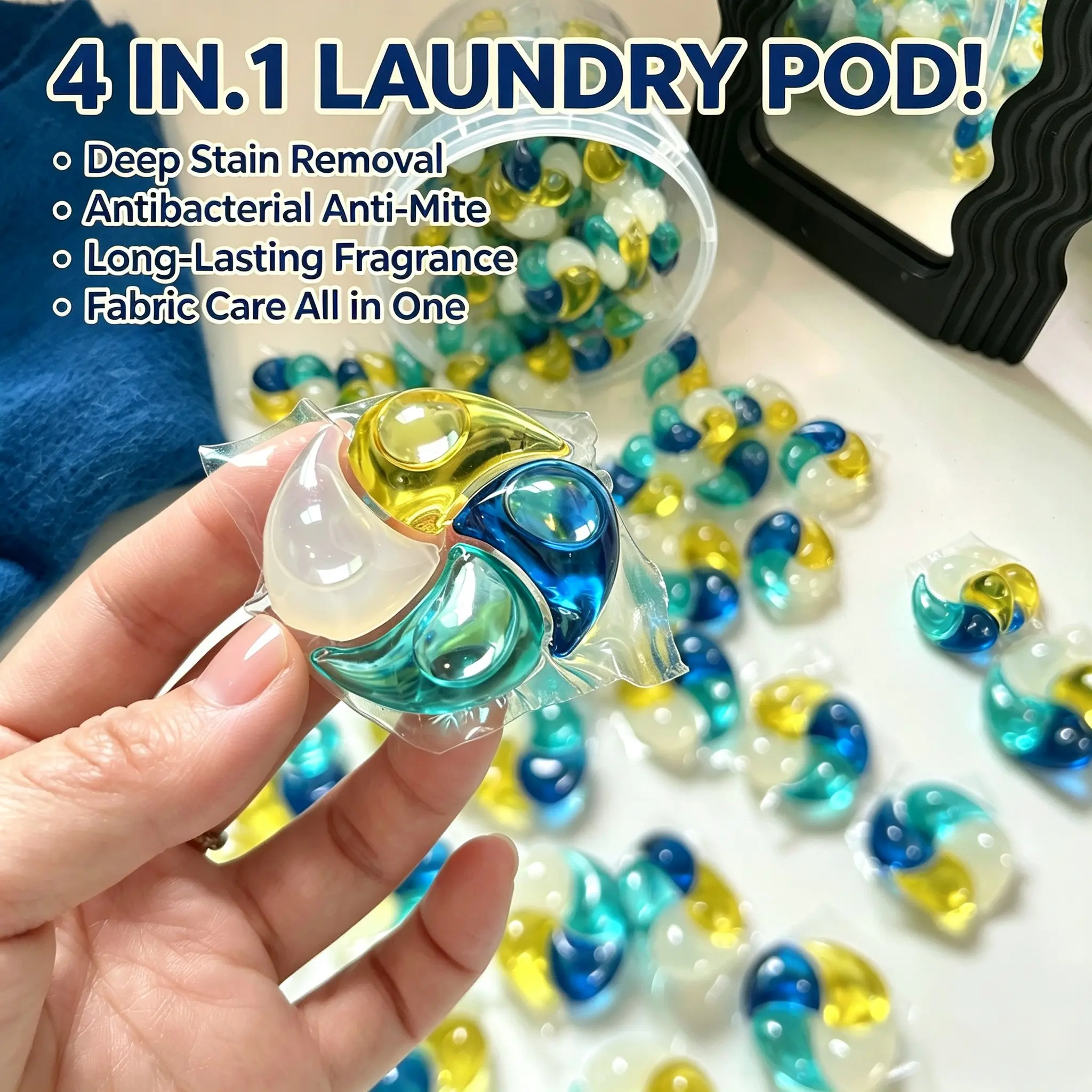 All-In-1 Laundry Detergent beads, Fragrance Detergent Beads, 31pcs/62/93pcs Scent Booster Laundry capsules, Concentrated Fabric Softener, Fruit Scented, Strong Stain Removal, Color Protection, Laundry Balls, Laundry Pods