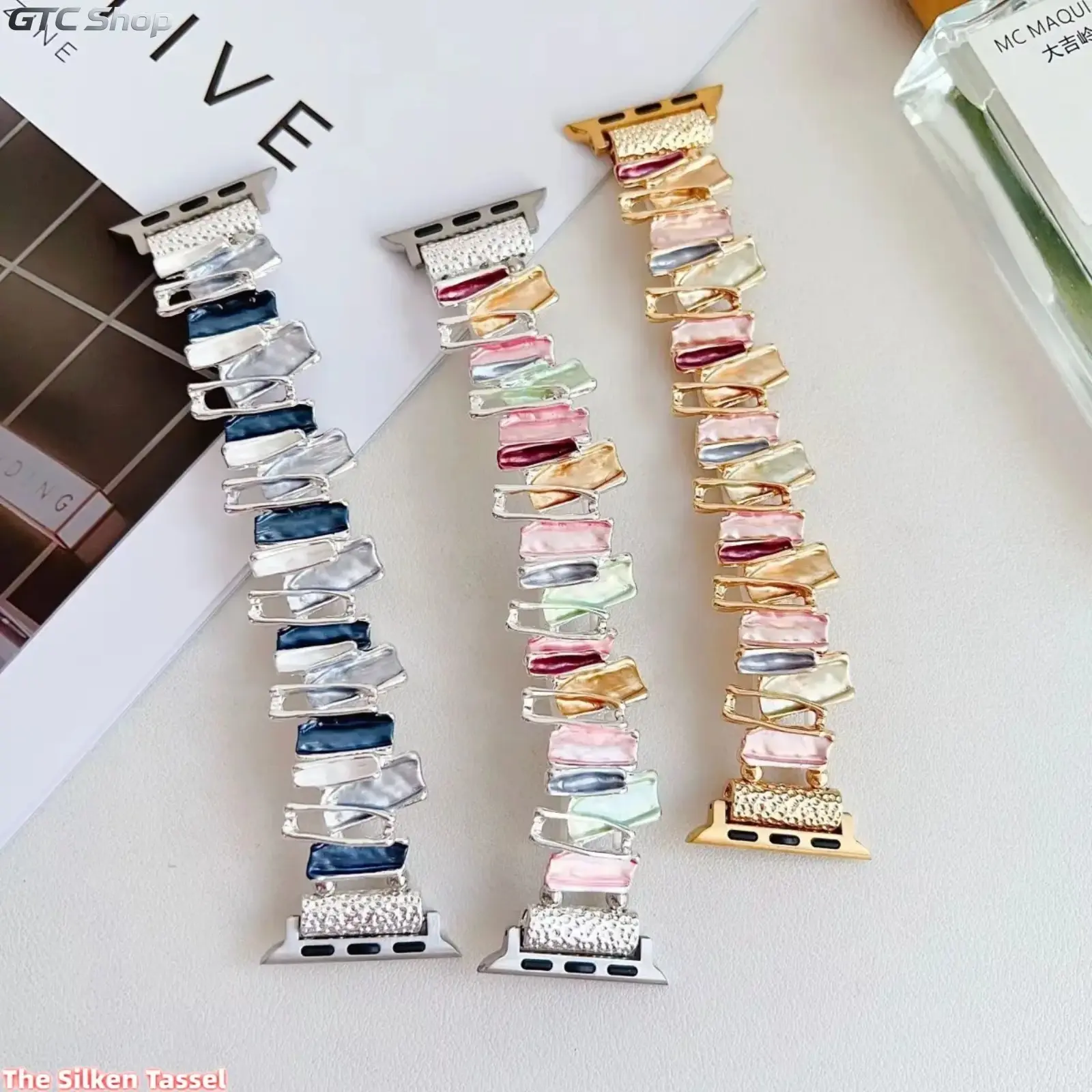 Irregular Geometric Metal Watch Band, Minimalist Stylish Strap, Metal Craft Compatible with Apple Watch 5 6 7 8 9 SE for Daily Casual Fashion Wear, Only Watch Band Included