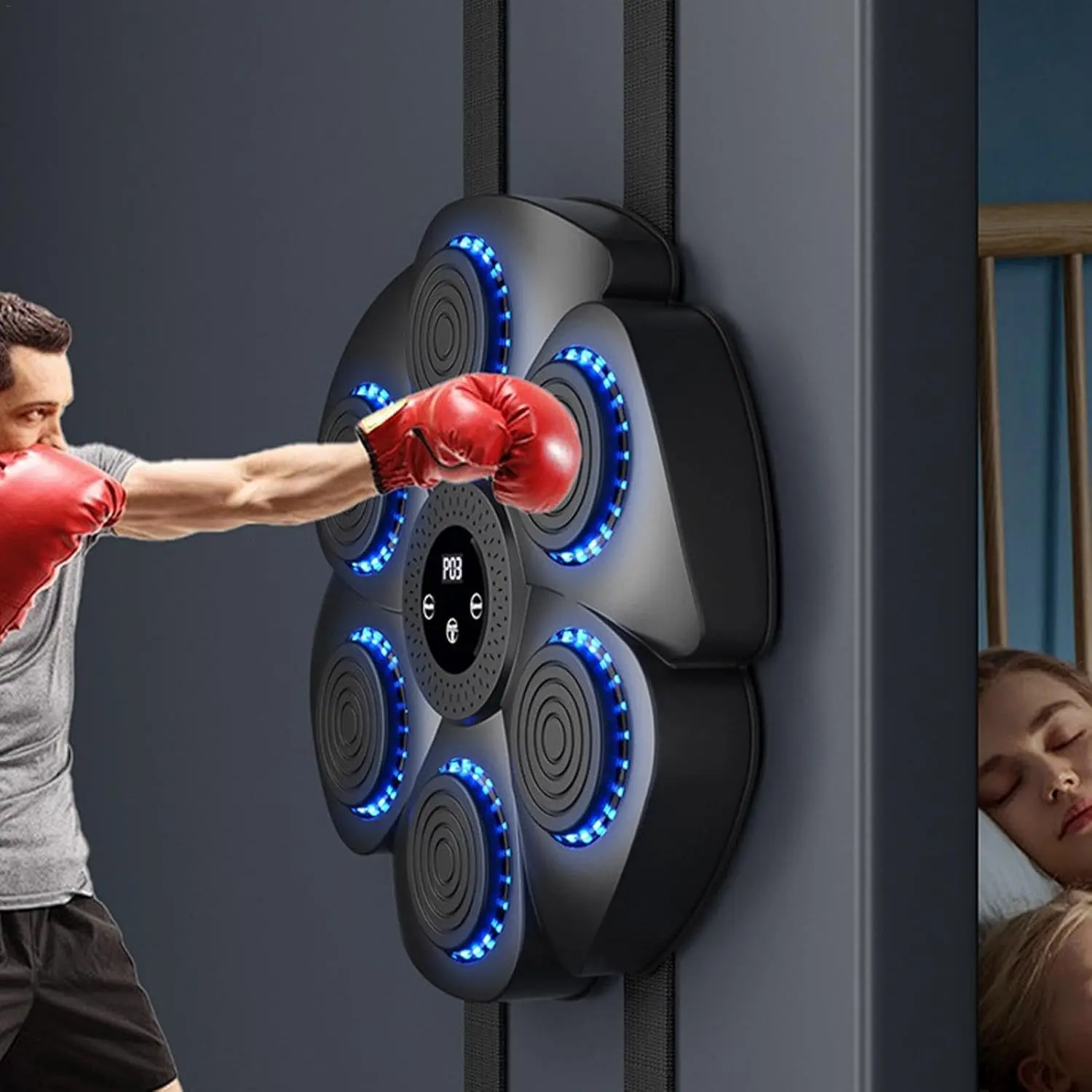 Music Boxing Machine - 40cm Smart Music Punching Machine, Music Punching Wall Pad| Music Punching Machine Wall-Mounted Indoor Boxing Machine with Gloves Boxing Machine Equipment Punching Pad for