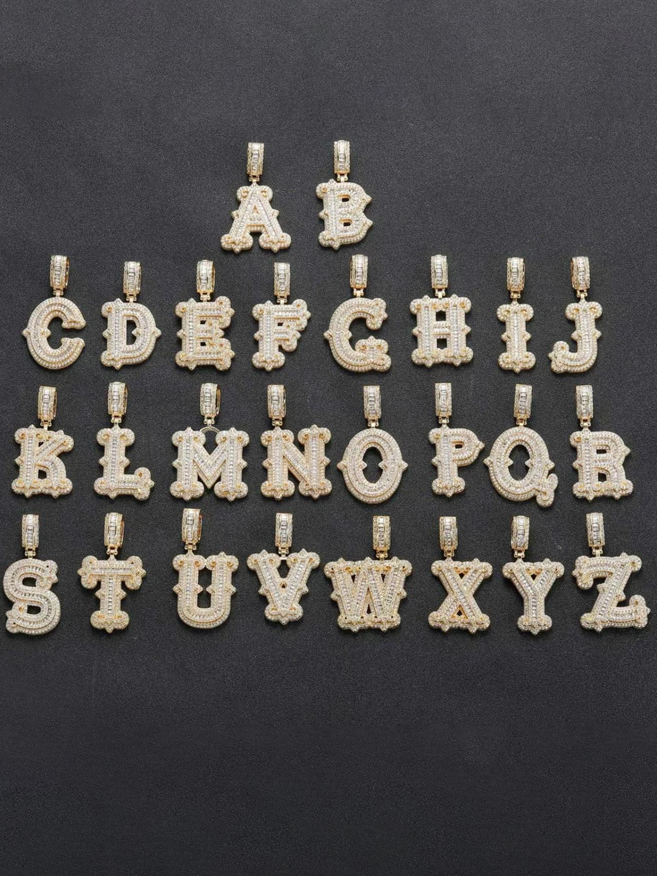 Initials Letter Pendant Necklace, Fashion Alphabet Pendant, Rhinestone Decor Chain Necklace, Hip Hop Jewelry for Party, Daily Decor, Trendy All-match & Exquisite Jewelry for Birthday Gift