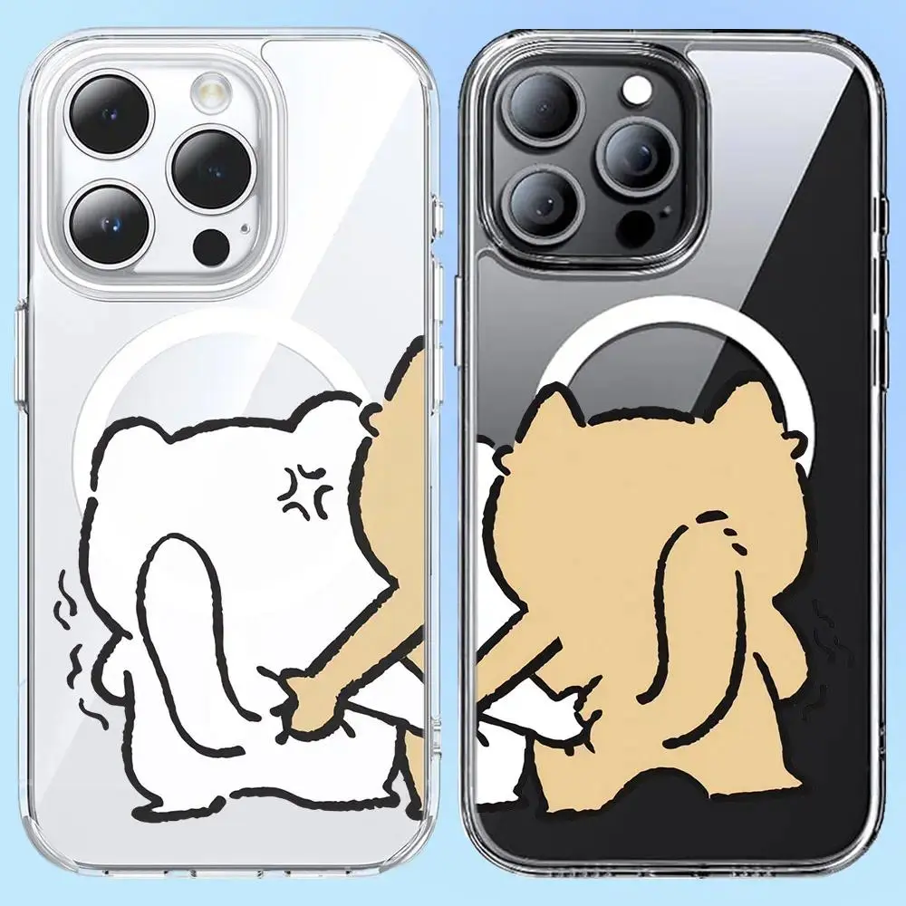 Funny Butt-Grabbing Matching Couple Acrylic MagSafe Smartphone Cover, Wireless Magnetic Shockproof Protective Casing for iPhone 16 Pro Max & Galaxy Cellphone Devices, Paired Card Holder Wallet, Handheld Accessory, Magnetic Pair, Iphone/Galaxy