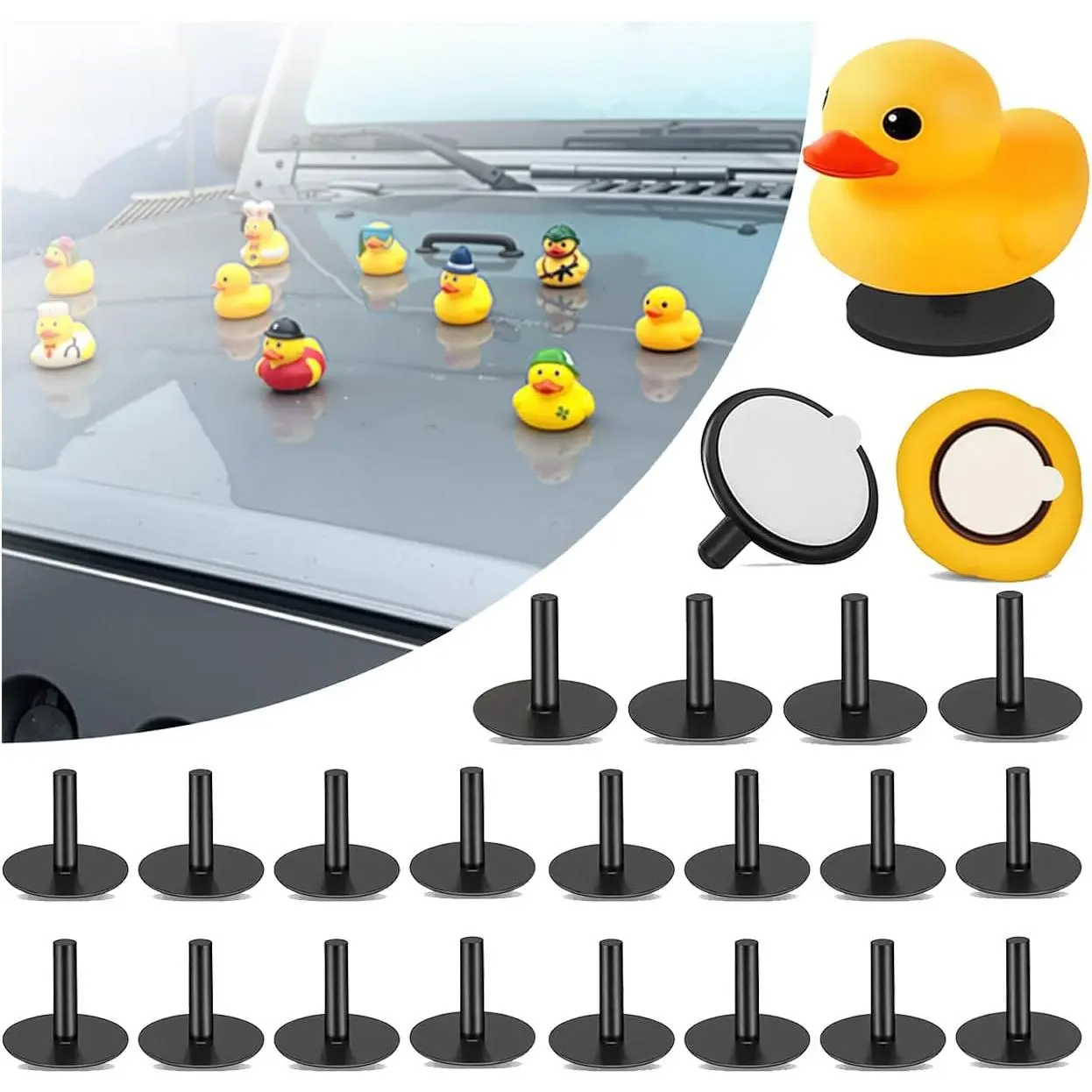 20PCS Duck Holder for Jeep,Rubber Duck Plugs for Jeep Dashboard,Duck Holder Duck Mount,Rubber Duck Accessories(Not Include Ducks)