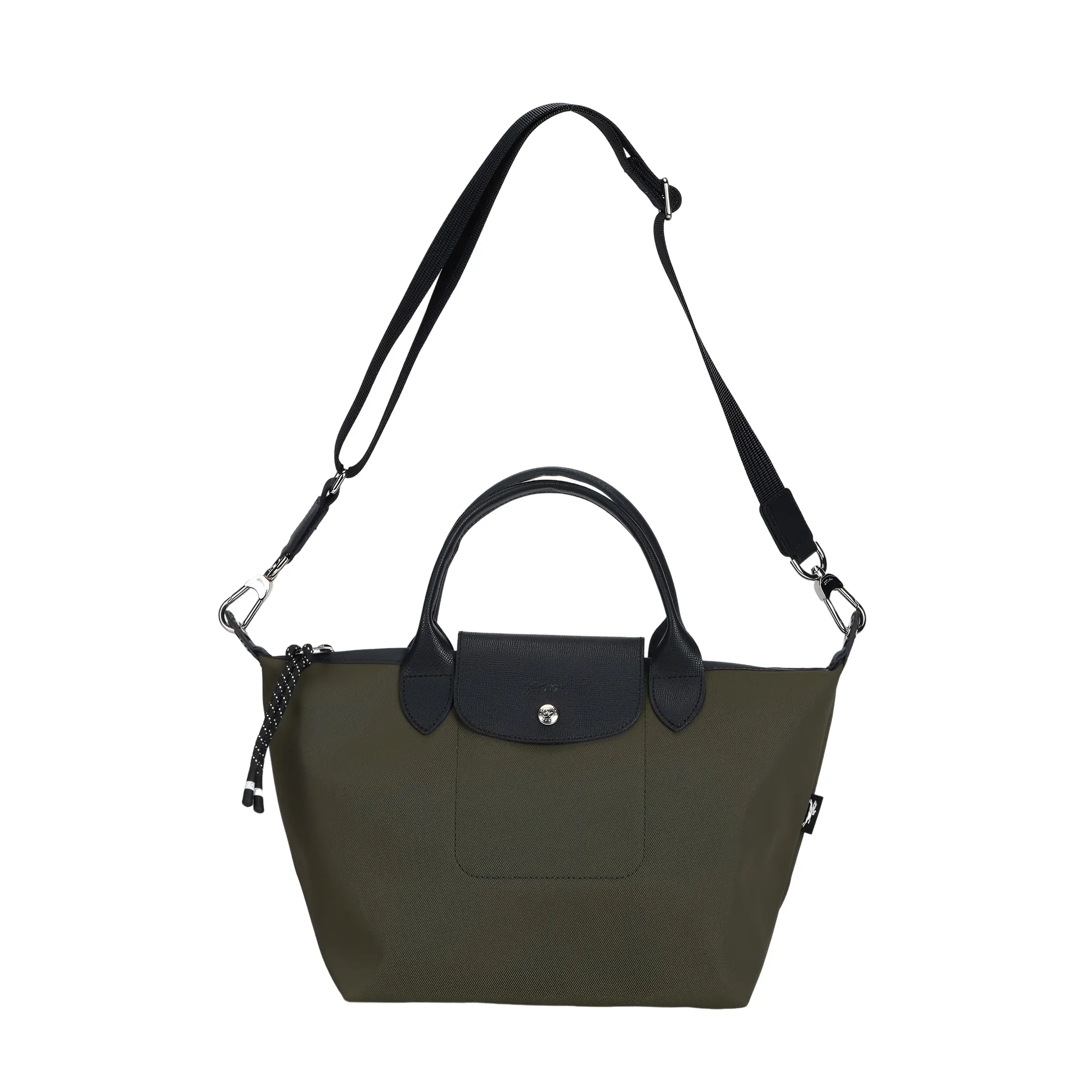 Longchamp Le Pliage Energy Adjustable Detachable Strap Handbag for Women, Canvas and Recycled Nylon, Medium Size, Khaki