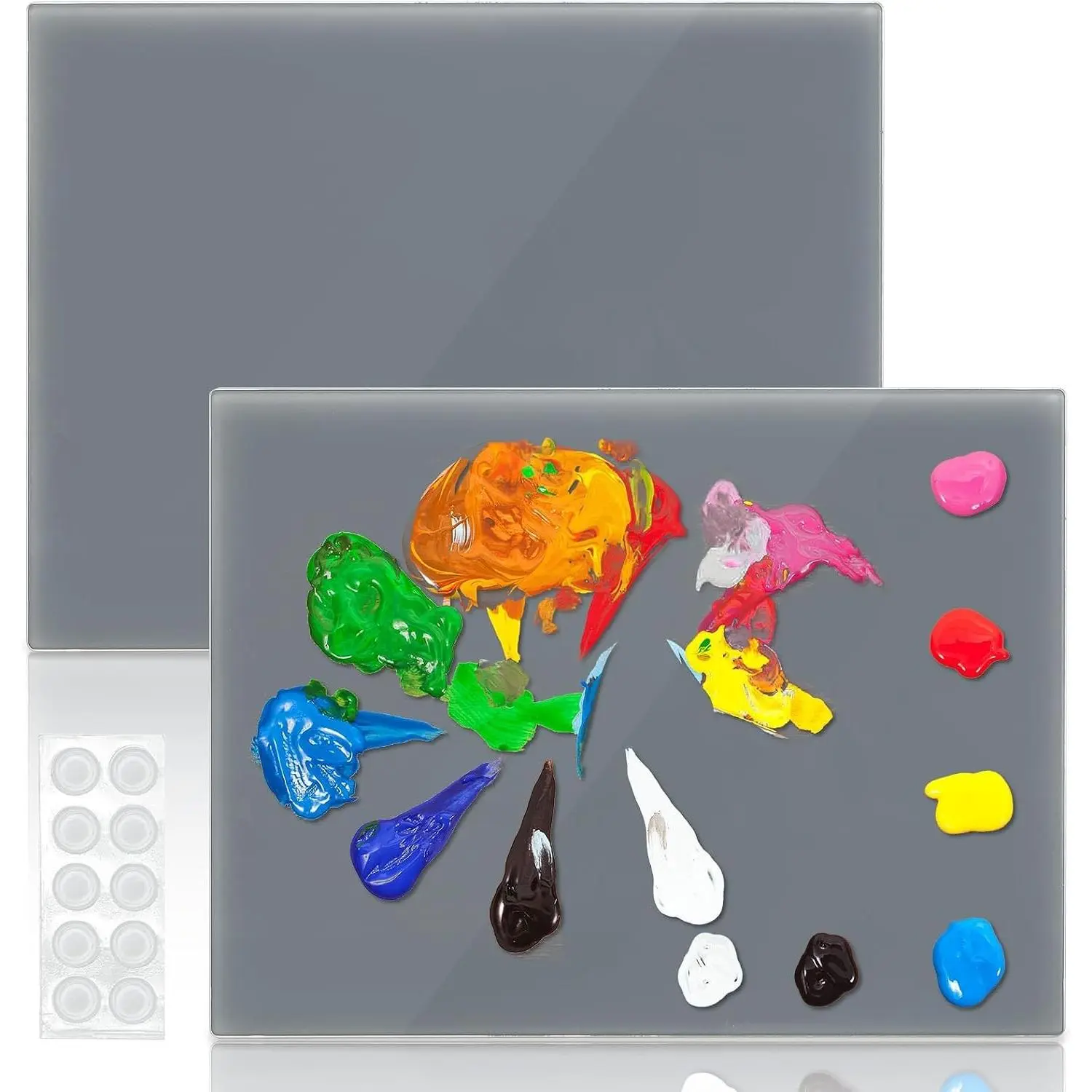 2 Pack Neutral Grey Tempered Glass Paint Palettes, 12" x 16" Large Scratch Resistant Paint Mixing Palette, Easy to Clean Artist Palette for Oil Acrylic Watercolor Gouache DIY Craft
