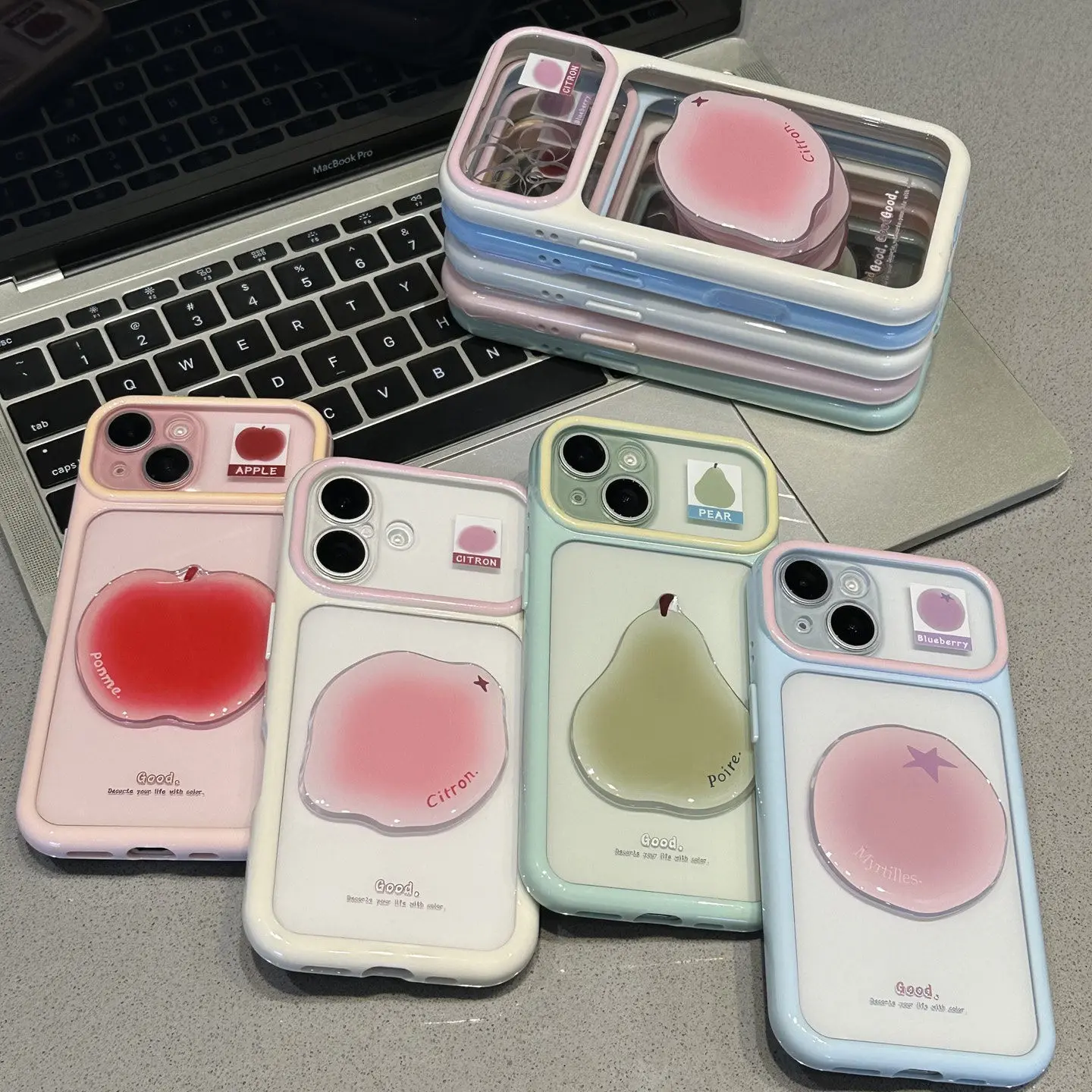 Summer fresh fruit stickers suitable for iphone 17 pro max phone cases, high aesthetic appeal for girls, 16/15 transparent niche 14