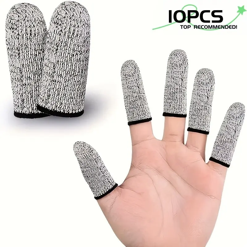 10 Pairs Cut Resistant Finger Cuffs, Reusable HPPE Protective Finger Guards for DIY, Kitchen & Outdoor Activities
