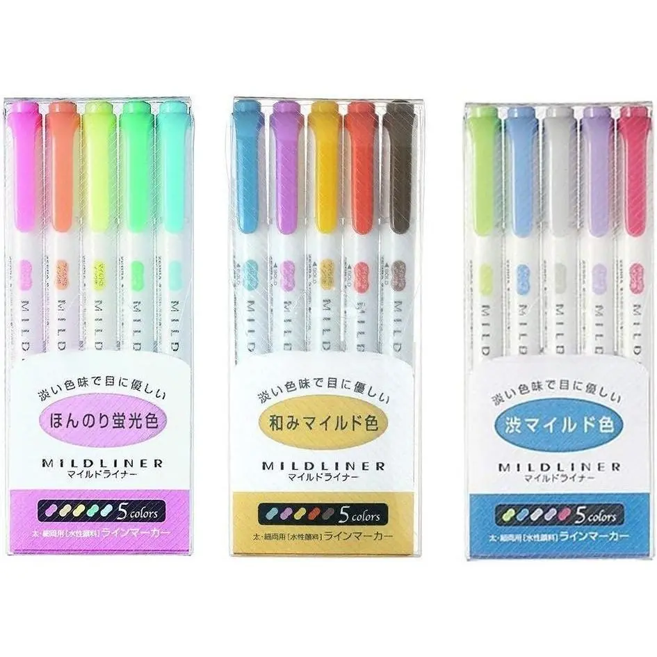 Mildliner Double-Sided Highlighter 15 Color Set, Fine / Bold, Mild & Fluorescent Color, Deep & Warm Color, Cool & Refined Color,